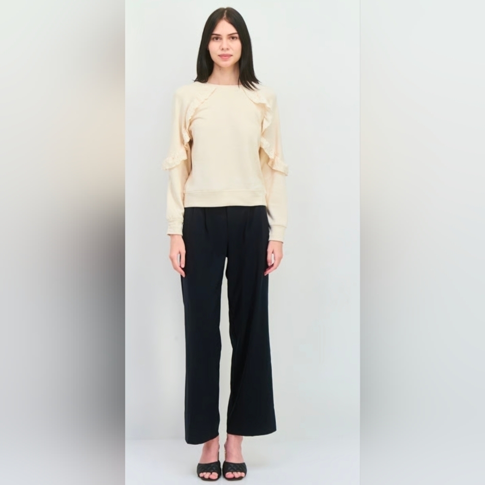 89th & Madison Cream Ruffle Sweatshirt - Picture 2 of 8
